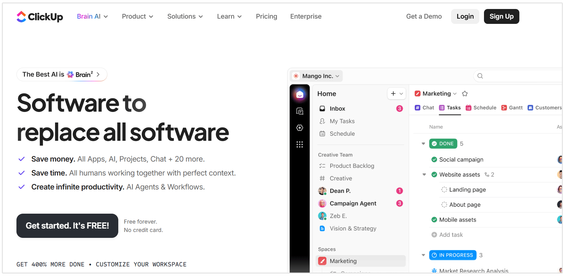 Clickup homepage